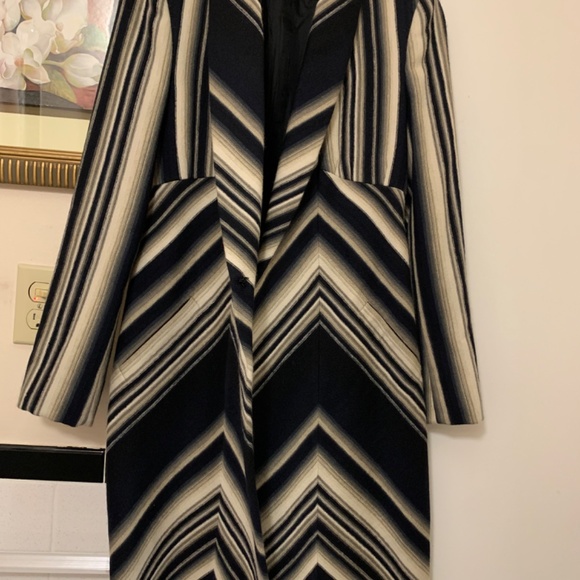 EUC Givenchy Paris Women Brown Stripe Virgin Wool Coat - Size Small - Picture 10 of 12